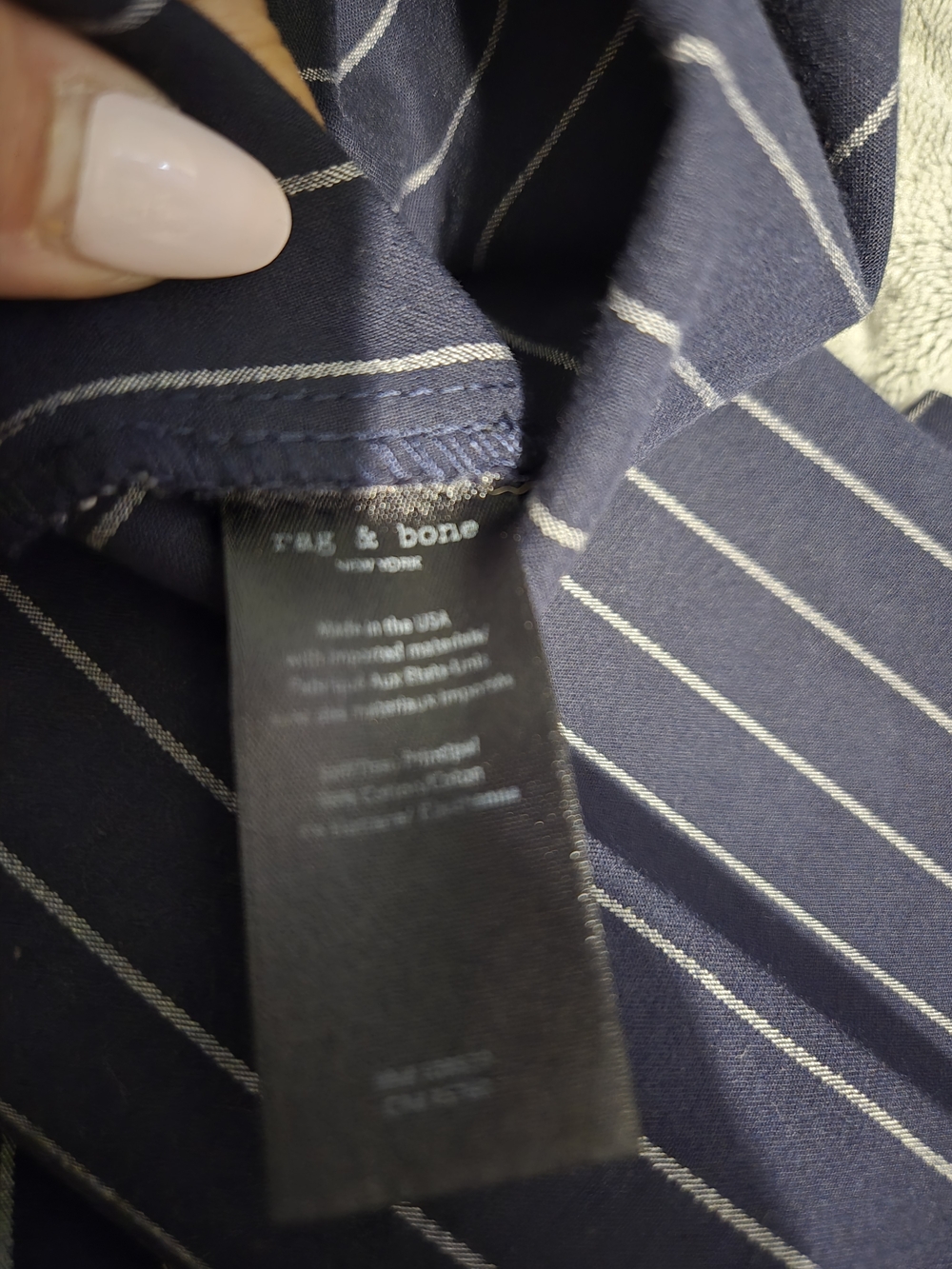 rag & bone Navy Pinstripe Tapered Trousers - Picture 3 of 7